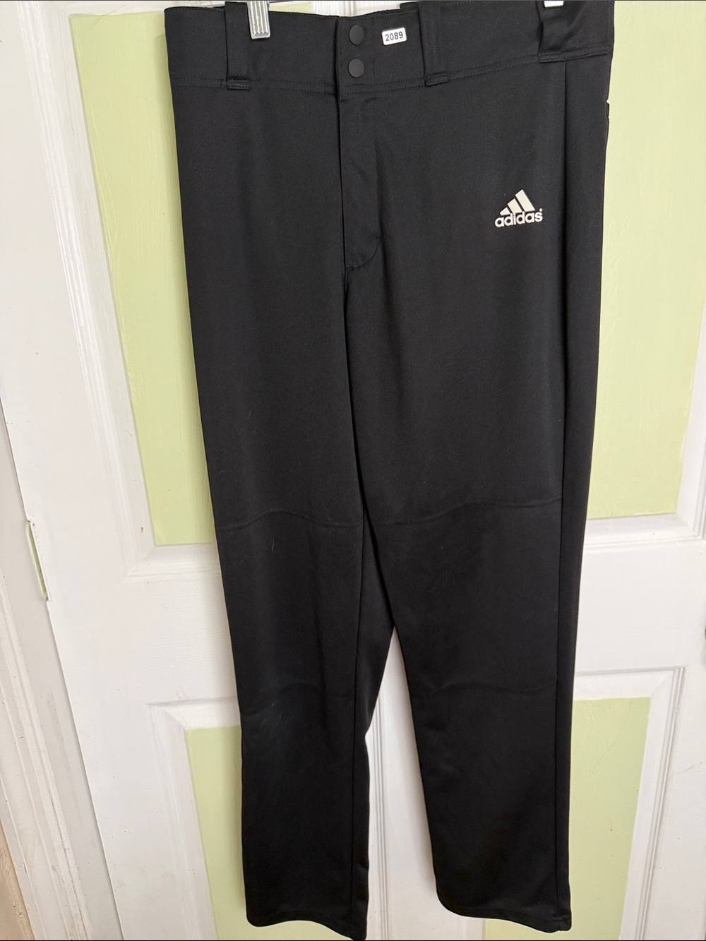 (2089) Adidas Black Performance Straight-Leg Baseball Pants with Logo, Medium